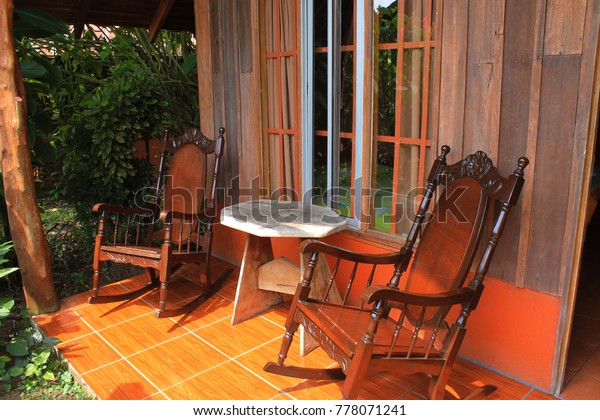 Two Rocking Chairs Entrance Log Cabin Stock Photo Edit Now 778071241
