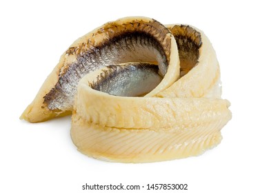 Two Rolled Anchovy Fillets Isolated On White.