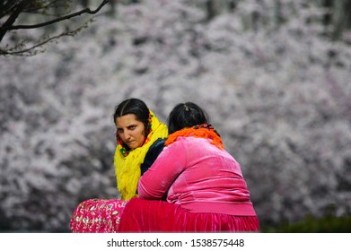 Two Roma Gypsy Women In Deep Conversation - Stockholm, Sweden 30 April 2017