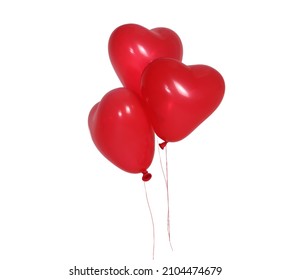 Two Romantic  red heart-shaped balloons isolated on white background. - Powered by Shutterstock