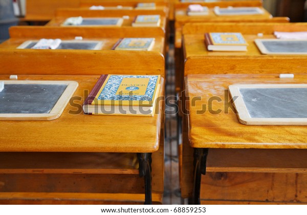 Two Rows Old School House Wood Stock Photo Edit Now 68859253