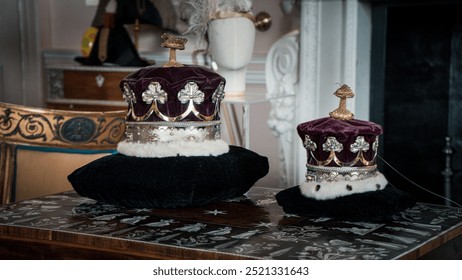 two royal crowns located inside the blair castle in Scotland