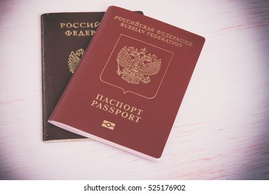 Two Russian Passports On Wood Background Stock Photo 525176902 ...