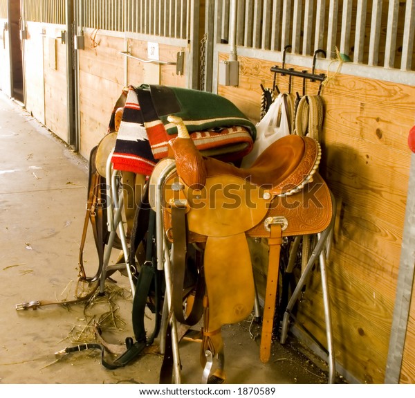 Two Saddles Tack Barn Stock Photo Edit Now 1870589