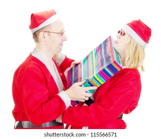 Two santas arguing