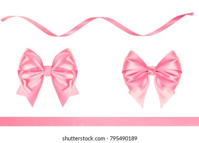 Two Satin Pink Ribbon Bows Ribbons Stock Photo 795490189 | Shutterstock