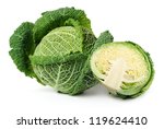 Two savoy cabbages isolated over white background