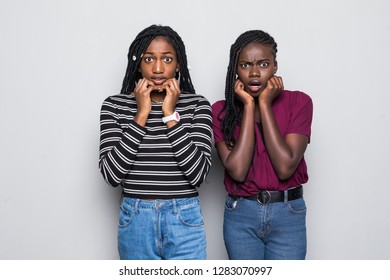 Two Scared Young African Girls Looking Stock Photo 1283070997 ...