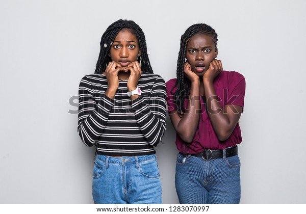 Two Scared Young African Girls Looking Stock Photo 1283070997 ...