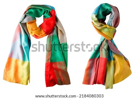 two scarf summer. multicolored scarf. Scarf top view.