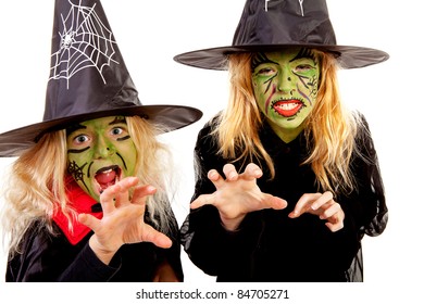 Two Scary Little Green Witches Halloween Stock Photo 84705271 ...