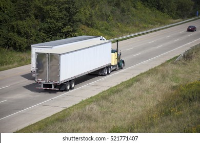 Two Semi Trucks On The Highway In Wisconsin