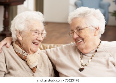 Two Senior Women Friends At Day Care Centre