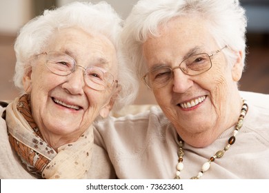 Two Senior Women Friends At Day Care Centre