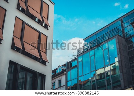 Image, Stock Photo blue sky with awning protection