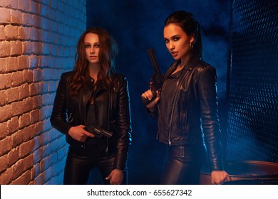 Two Sexy Woman Black Leather Clothes Stock Photo 655627342 | Shutterstock