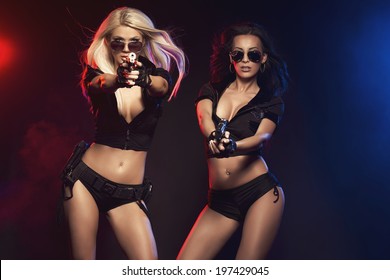 Two Sexy Woman Like Police Woman