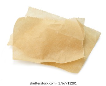 two sheets of baking paper isolated on white background