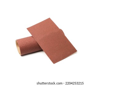 Two Sheets Of Sand Paper Isolated On A White Background With Copy Space