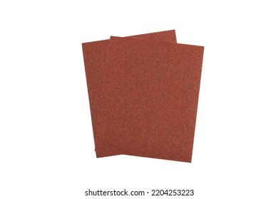 Two Sheets Of  Sand Paper Isolated On A White Background With Copy Space