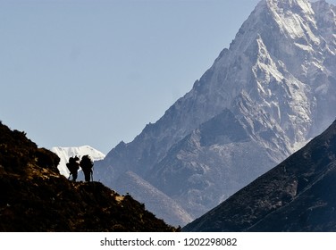 Two Sherpas In Front Of Himalayas Mountains, Nepal