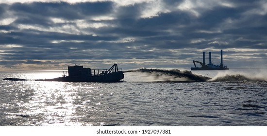 Two Ships Drifting In The Kara Sea, Russia