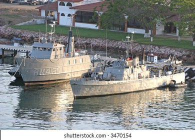 Two Ships Of The Mexican Navy Docked In A Port