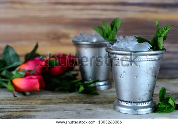 Two Silver Mint Julep Cups Crushed Stock Photo Edit Now 1303268086