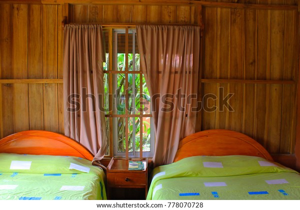 Two Single Beds Log Cabin Arenal Stock Photo Edit Now 778070728