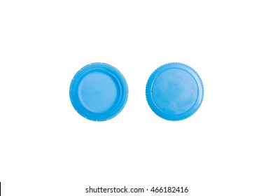blue plastic bottle caps