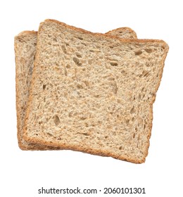 Two Slice Of Wholemeal Bread Isolated On A White Background.