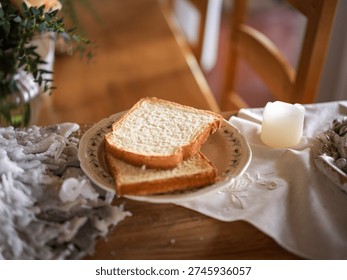 Two Slices of Bread on the Table