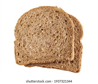 Two  slices of brown bread with cereals one on another isolated
