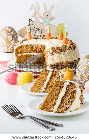 Similar – Image, Stock Photo Sweet carrot cake slice on a plate isolated