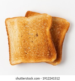 Two slices of freshly toasted bread close-up, top view