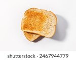 Two slices of toasted bread, top view