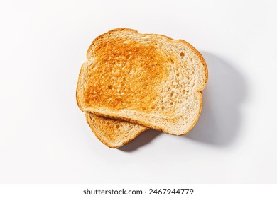 Two slices of toasted bread, top view