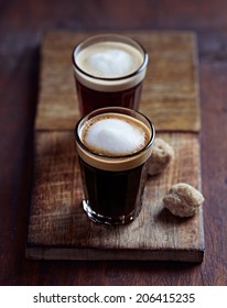 Two Small Glasses Of Espresso Macchiato