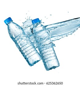 Two Small Plastic Water Bottles Splash