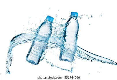 Two Small Water Bottles Splash