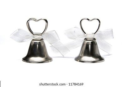 Two Small Wedding Bells Isolated On White Background