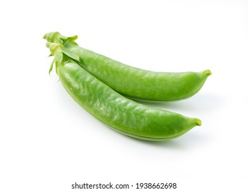 Two Snap Peas On A White Background.