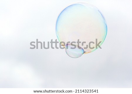 Two soap bubbles have merged into abstract form. It looks like an alien spaceship.