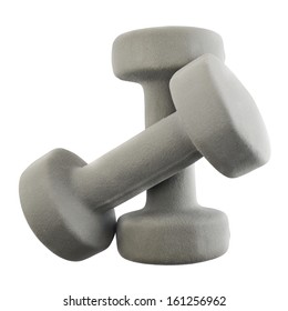 Two soft dumbbells composition isolated over white background