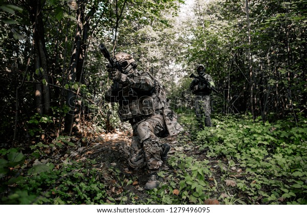 Download Two Soldiers American Army Masks Camouflage Stock Photo Edit Now 1279496095 PSD Mockup Templates