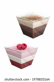 Two Souffle Cakes In A Bath, Chocolate And Strawberry In Layers