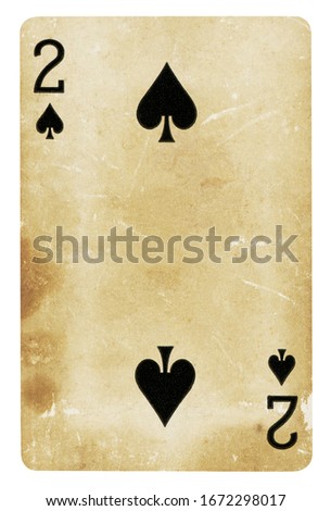 Two of Spades Vintage playing card - isolated on white (clipping path included)