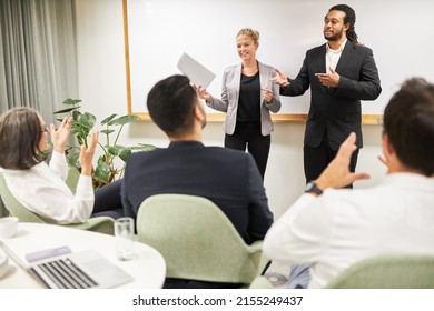 Two Speakers In A Seminar For Further Education At A Lecture Or A Presentation