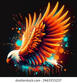 Two Splatter Paint Vector-style Image Behind AI-generated image ...