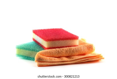 Two Sponges And Cleaning Cloth